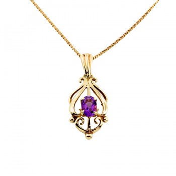 9ct gold Amethyst Pendant with chain